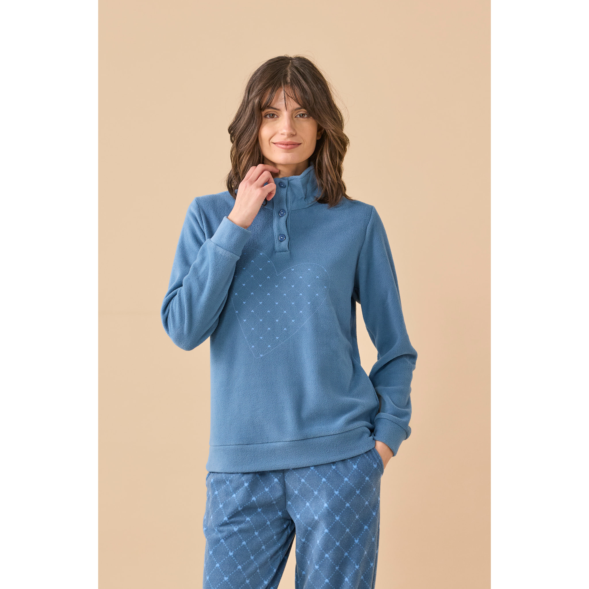 Pigiama donna invernale in micropile articolo cuore. Noidinotte