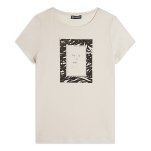 T-shirt regular fit con grafica e borchie dorate