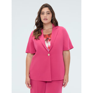 Fiorella Rubino - Blazer fluido con bottone gioiello - Fucsia