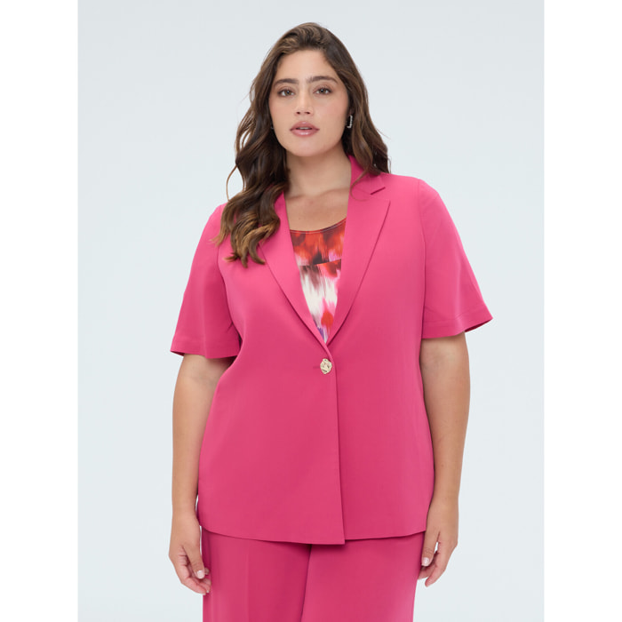 Fiorella Rubino - Blazer fluido con bottone gioiello - Fucsia