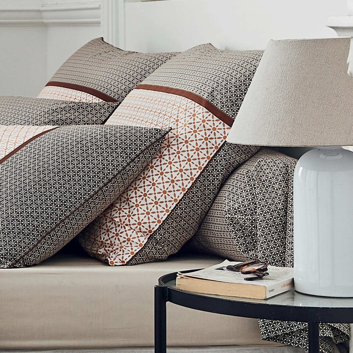 Taie d'oreiller percale graphique - Beige foncé