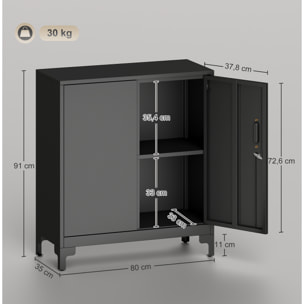 Armoire de bureau métal verrouillable 2 portes étagère