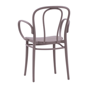 Set di 2 sedie NEWCASTLE in polipropilene tortora con braccioli, impilabili