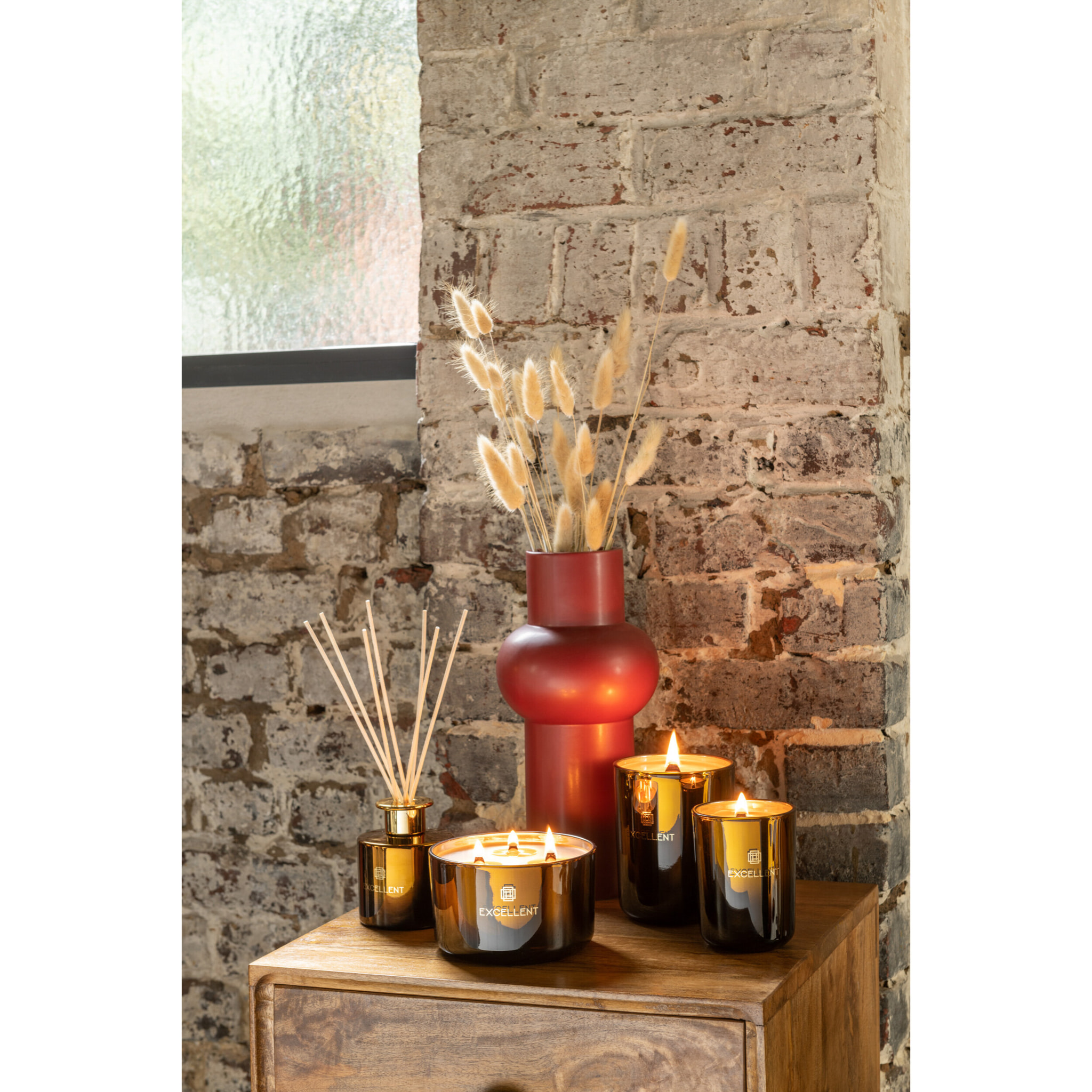 J-Line bougie parfumée Excellent - Golden Honey - verre - ocre – medium – 80H