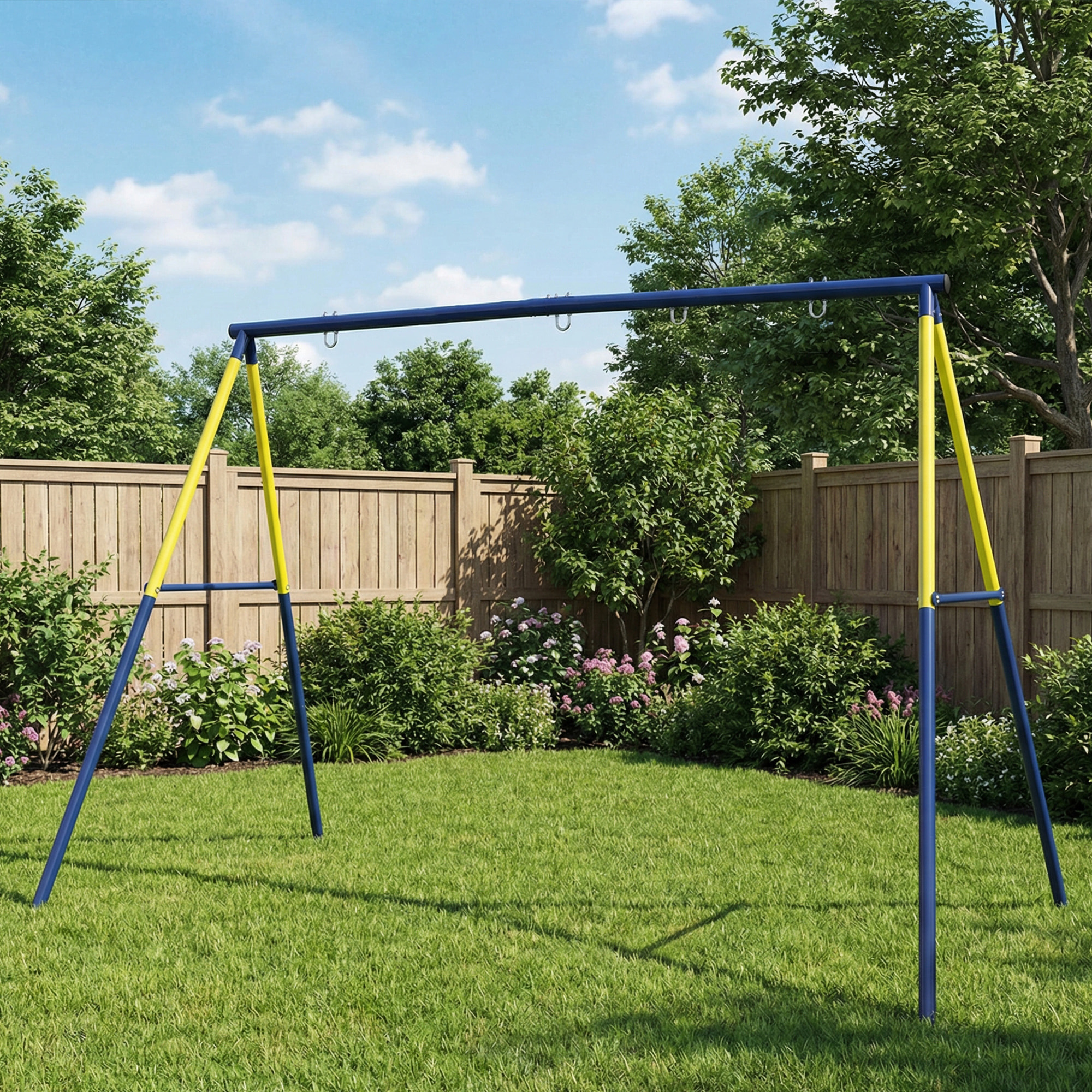 Estructura de Columpio Infantil, Estructura Metálica para 2 Columpios, Resistente para 150 kg, para Asiento, Nido y Escalera de Trepar, para Jardín, Balcón, 260x160x178 cm, Azul