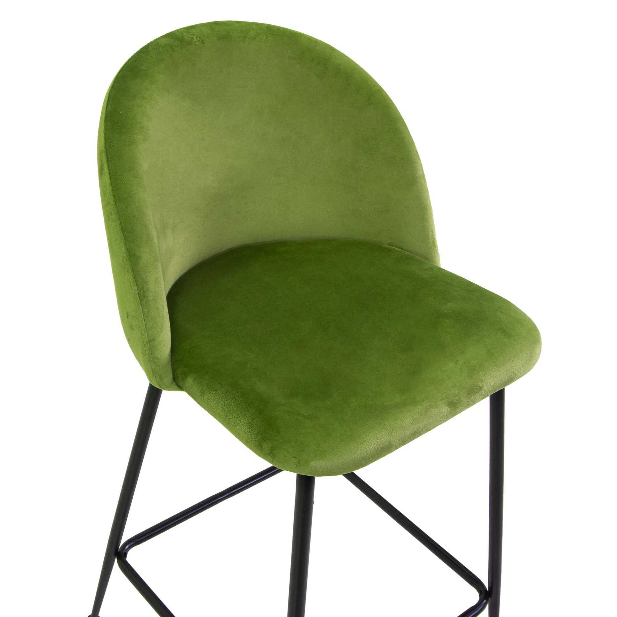 Sgabello Sammi Vacchetti in velluto verde con struttura nera cm44x48h91
