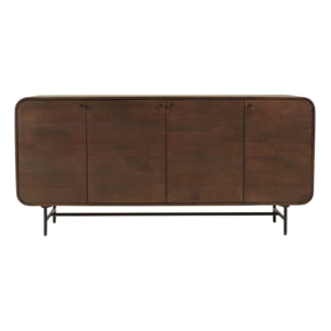 ALIX - Buffet design bois foncé et métal noir 4 portes ALIX
