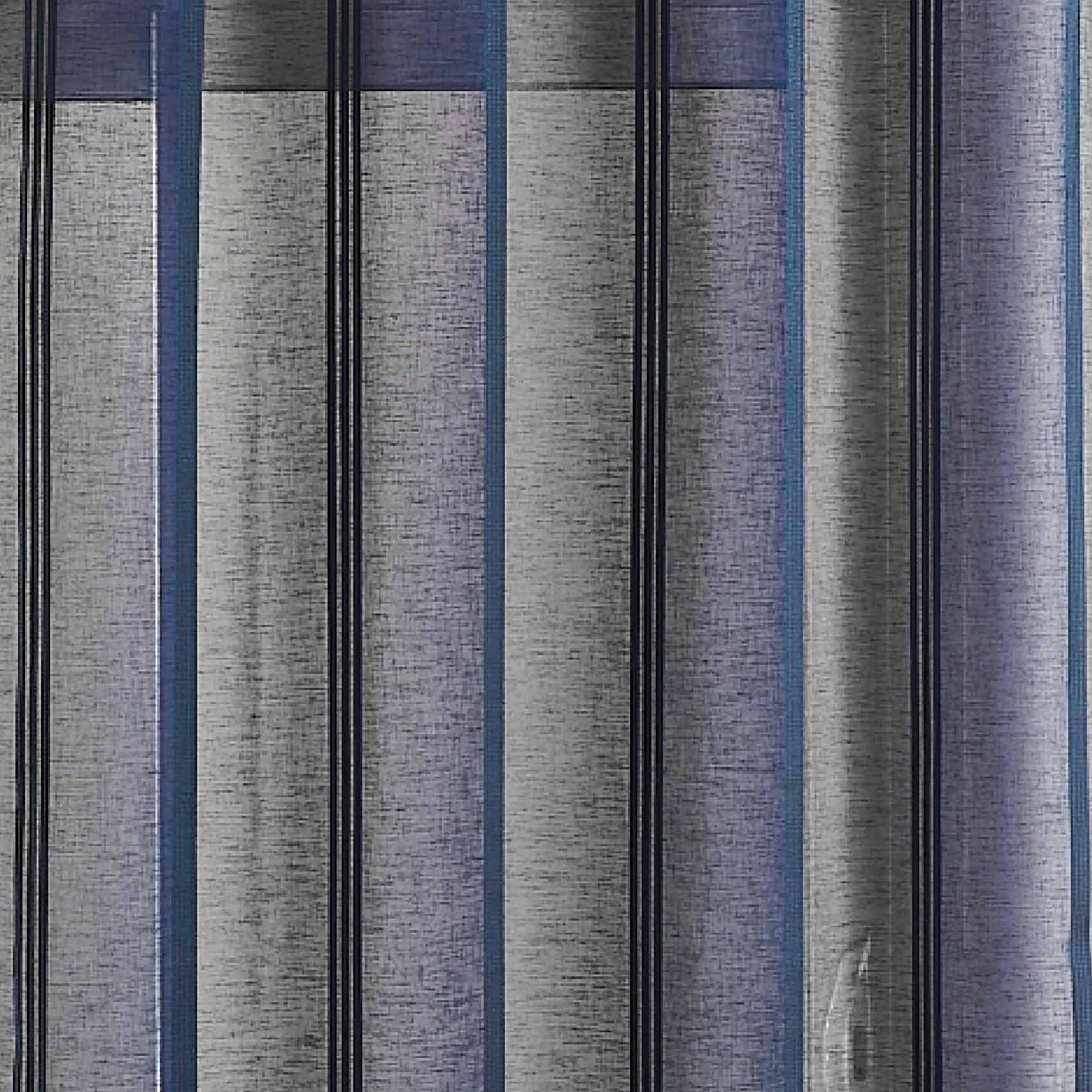 Voilage en étamine à rayures verticales et colorées - Bleu