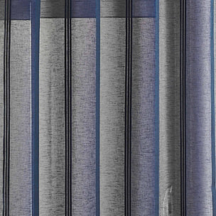 Voilage en étamine à rayures verticales et colorées - Bleu