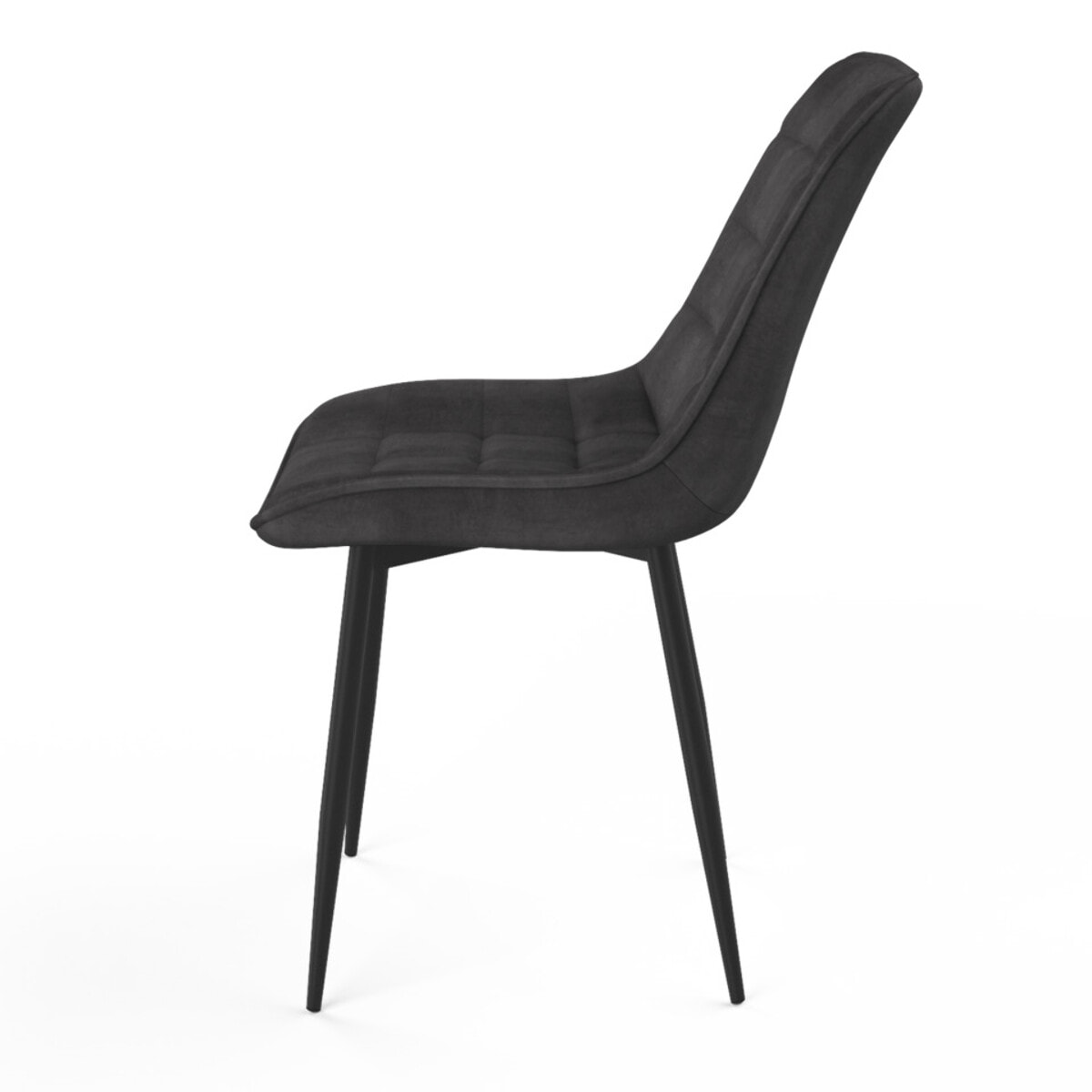 Chaises Melinda en velours - Gris - Pieds noirs