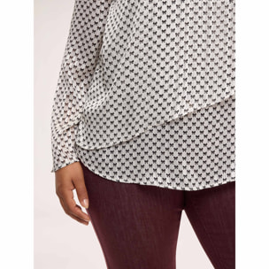 Fiorella Rubino - Blusa con estampado en georgette con volantes - Blanco