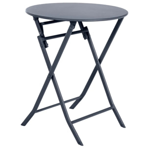 Table de jardin pliante ronde "Greensboro" graphite 2 places en acier traité époxy
