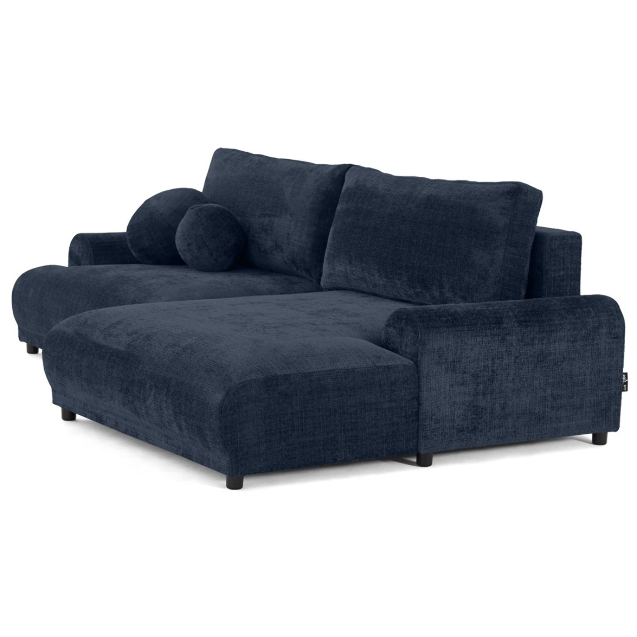 Nelly - canapé d'angle droit 4 places convertible avec coffre en velours texturé - Bleu