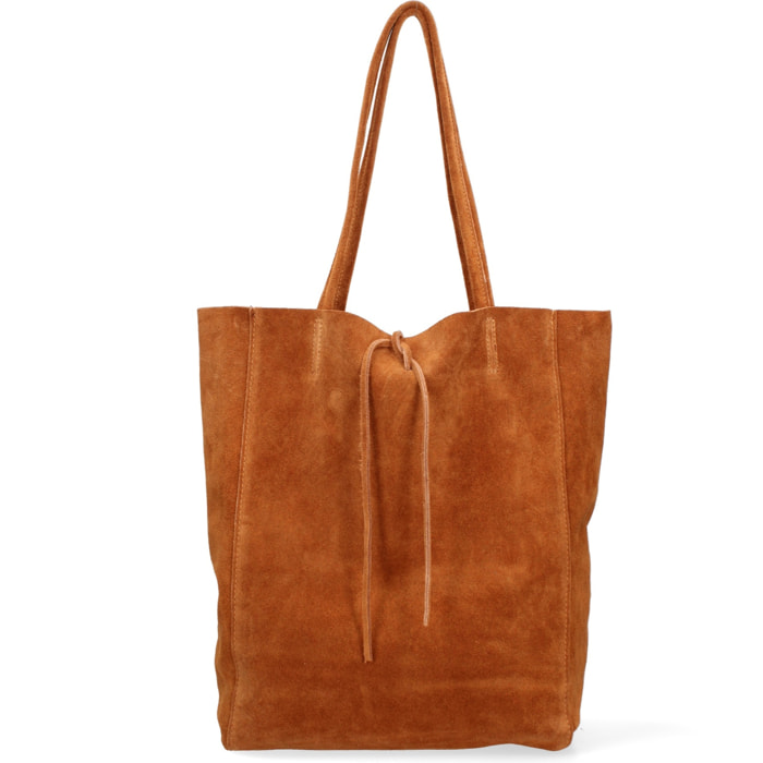 Borsa a mano da donna Made in Italy - Modello Lumena Prime - 100% pelle scamosciata - 28.0 x 35.5 x 12.5 cm