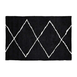 Tapis style berbère fond noir trait blanc (60x90cm)