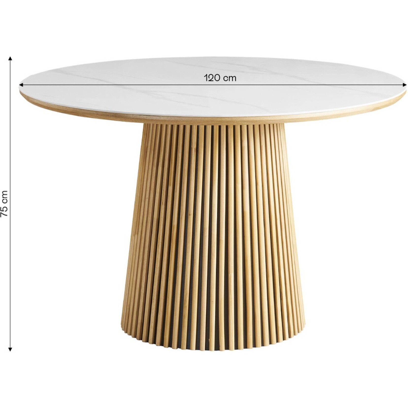Table à manger ronde en céramique bicolore 6 places - ADA