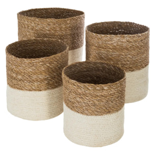 Set de 4 paniers jute blanc