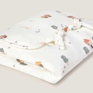 Cambiador bebé plegable de algodón con estampado de casitas Itas color blanco Algodón