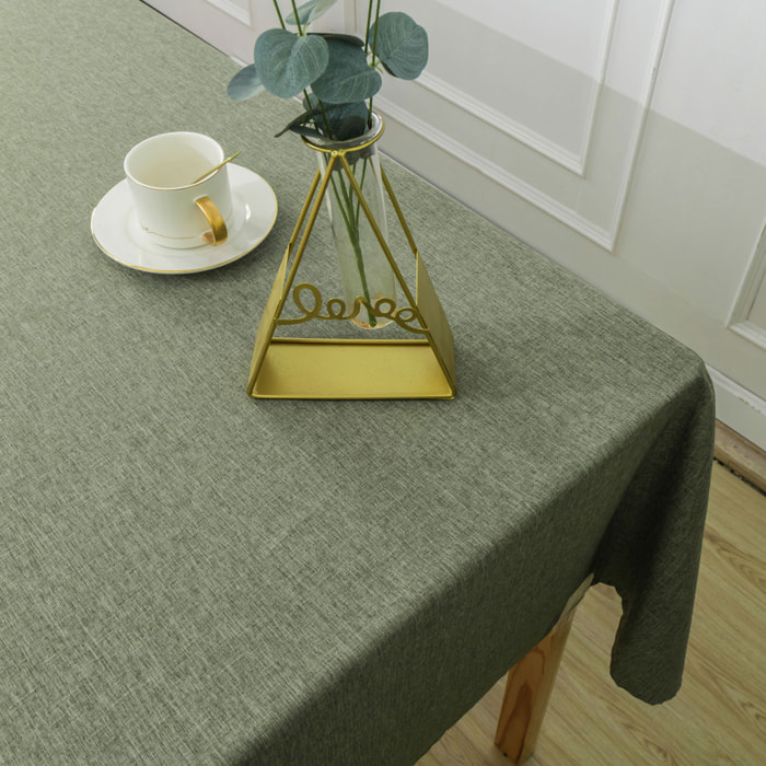 Nappe rectangulaire enduite et anti tache - Vert Olive