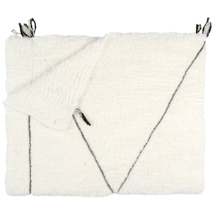 Plaid Sherpa Blanc Motif Triangle 130x160cm