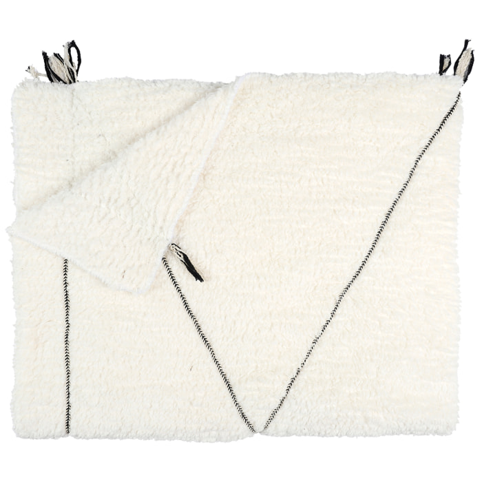 Plaid Sherpa Blanc Motif Triangle 130x160cm
