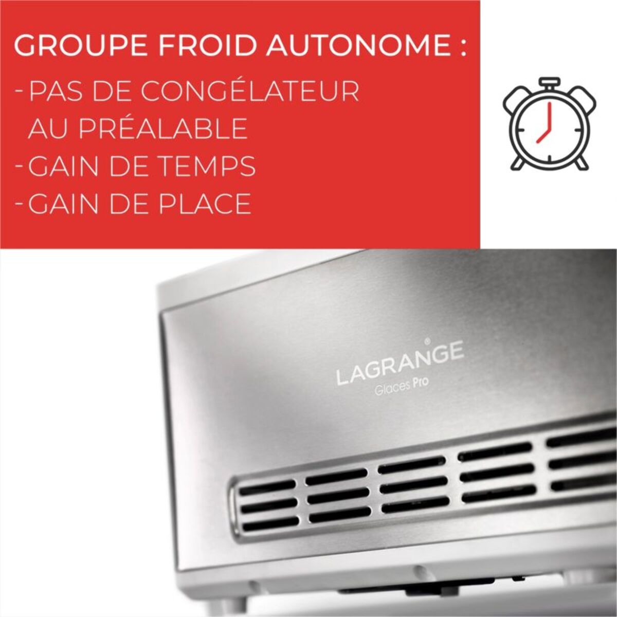 Turbine à glace LAGRANGE Glaces Pro 2L double cuve 419022