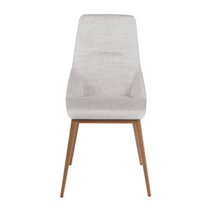 Silla con asiento y respaldo tapizados en tela gris claro patas de acero inoxidable en dorado metal 48x60x90cm