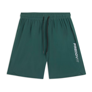 Shorts slim con tasche zip e coulisse in vita