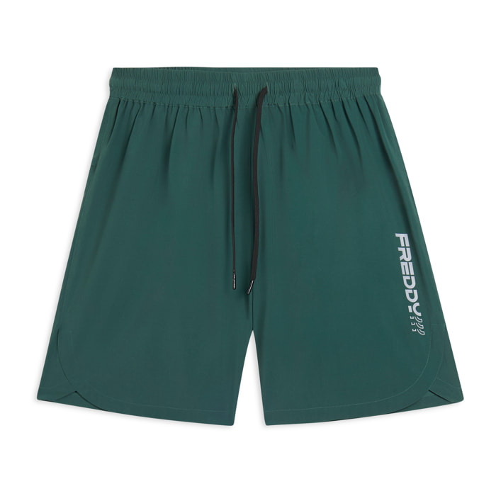 Shorts slim con tasche zip e coulisse in vita