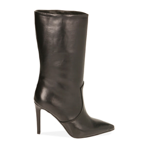 Ankle boots neri in pelle, tacco stiletto 10 cm