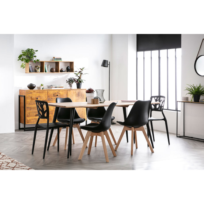 Chaises scandinaves noir et bois clair (lot de 4) PAULINE