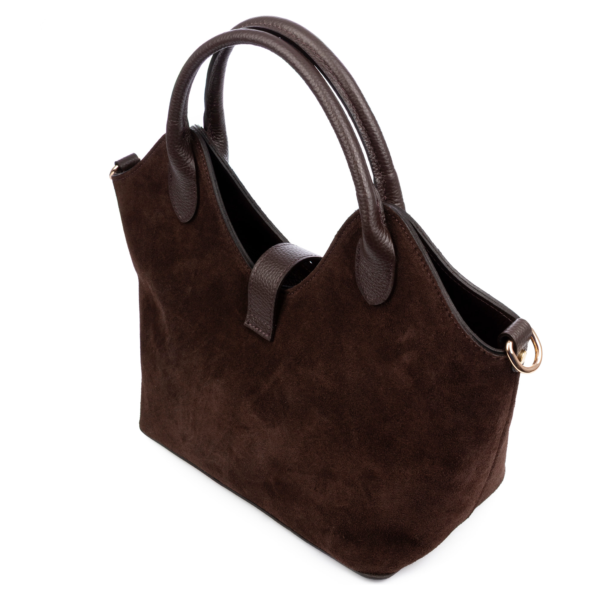 Barzana Borsa a spalla Donna. Pelle scamosciata autentica con dettagli metallici.