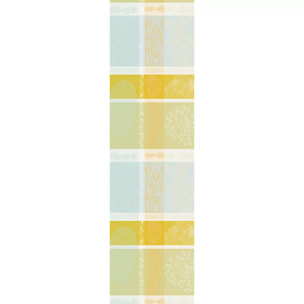 Chemin de table pur coton motif jacquard jaune vert Mille lieues aube