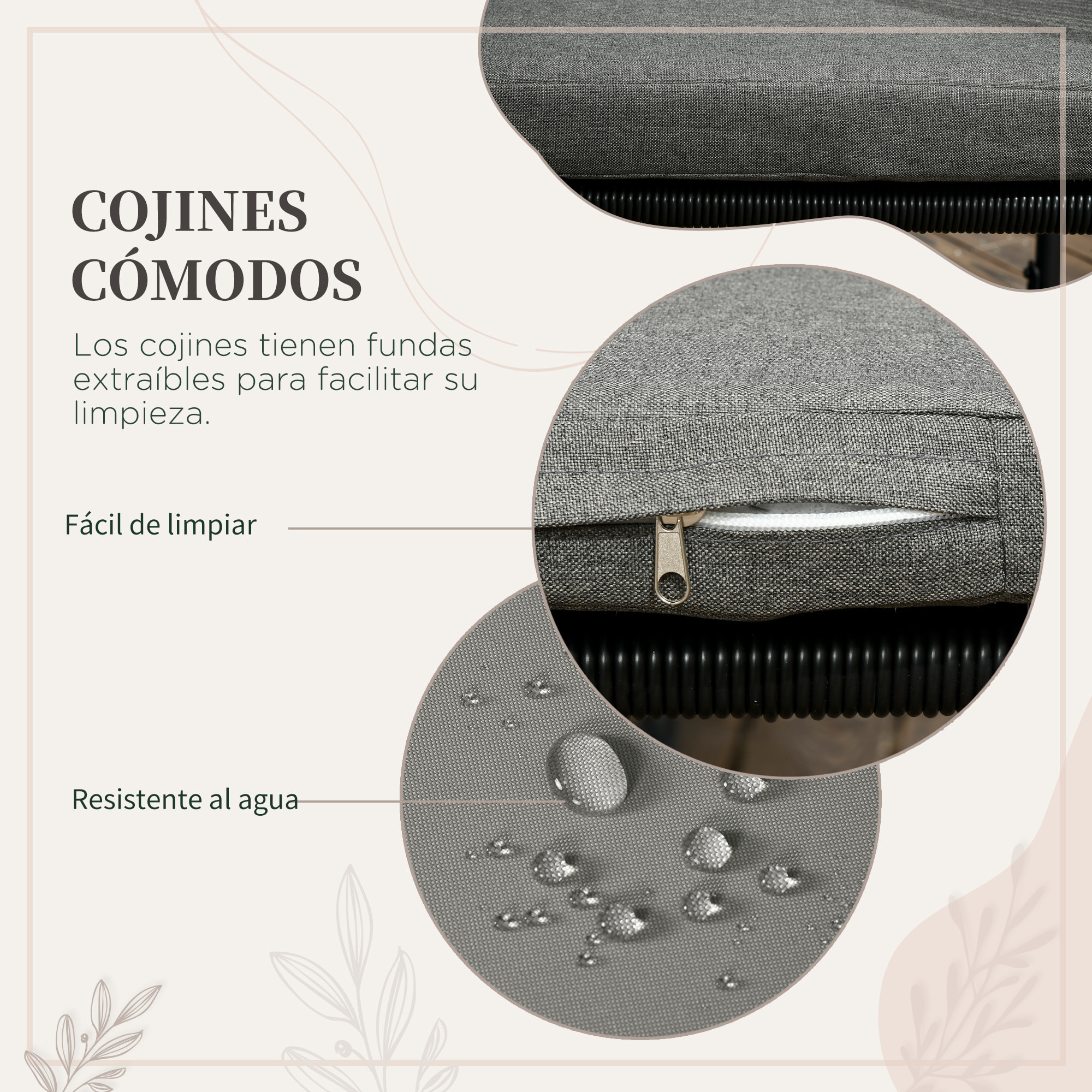 Conjunto de Jardín Exterior de Ratán Sintético Juego de Muebles de Jardín para Exterior de Ratán de 5 Piezas con Mesa Cuadrada 4 Sillas Cojines Negro y Natural