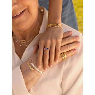 Pulsera Mamá Heart Plata Baño Oro