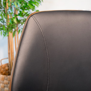 Chaise de bureau pivotante en bois en PU noir - Archie