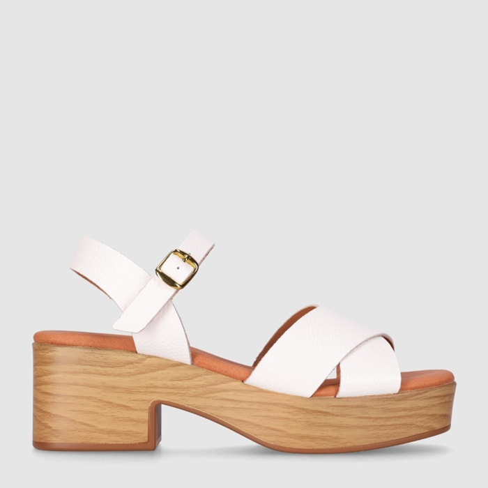 Sandalias de Piel - Blanco - Tacón: 5 cm
