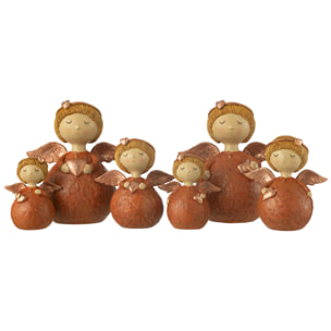 J-Line figurine Ange Coeur - polyrésine - cuivre - large - 2 pcs