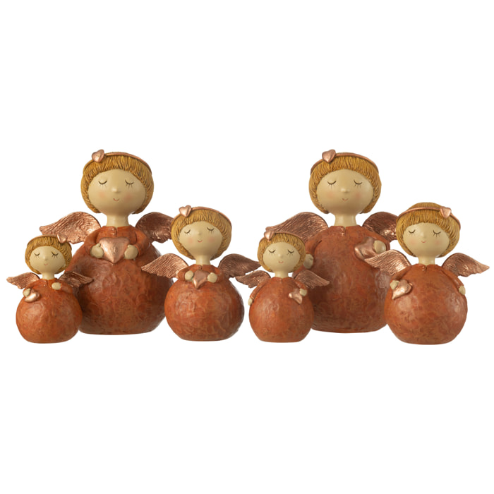 J-Line figurine Ange Coeur - polyrésine - cuivre - large - 2 pcs