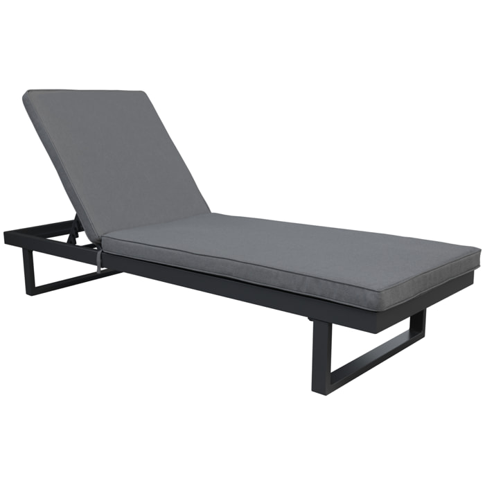 Bain de soleil en aluminium avec coussin gris PALOMINOS