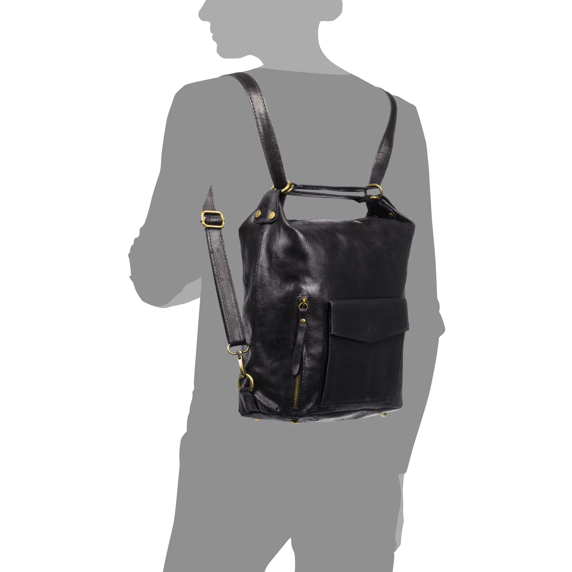 Irene Bolso de Hombro Mochila Mujer.Piel auténtica Gamuza Lavado a la Piedra