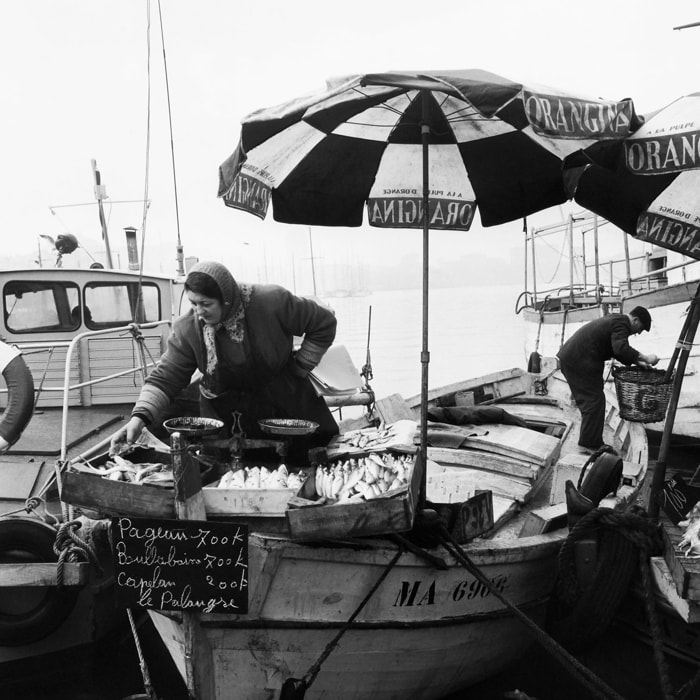 Photo ancienne de Marseille - Le marché aux poissons Toile imprimée