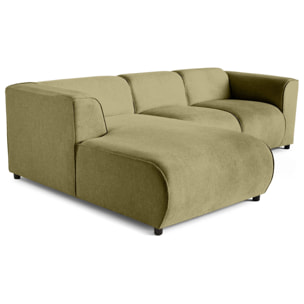 Suaro - Canapé modulable d'angle gauche 4 places en tissu texturé - Vert sauge