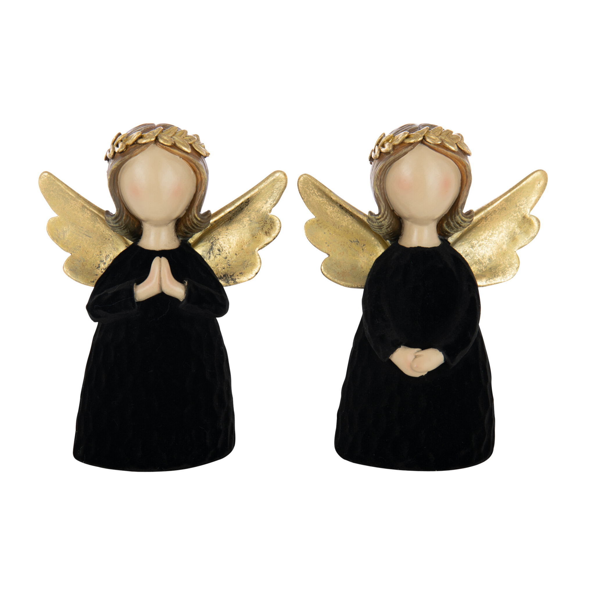 J-Line figurine Ange - polypolyrésine/velours - noir - large - 2 pièces