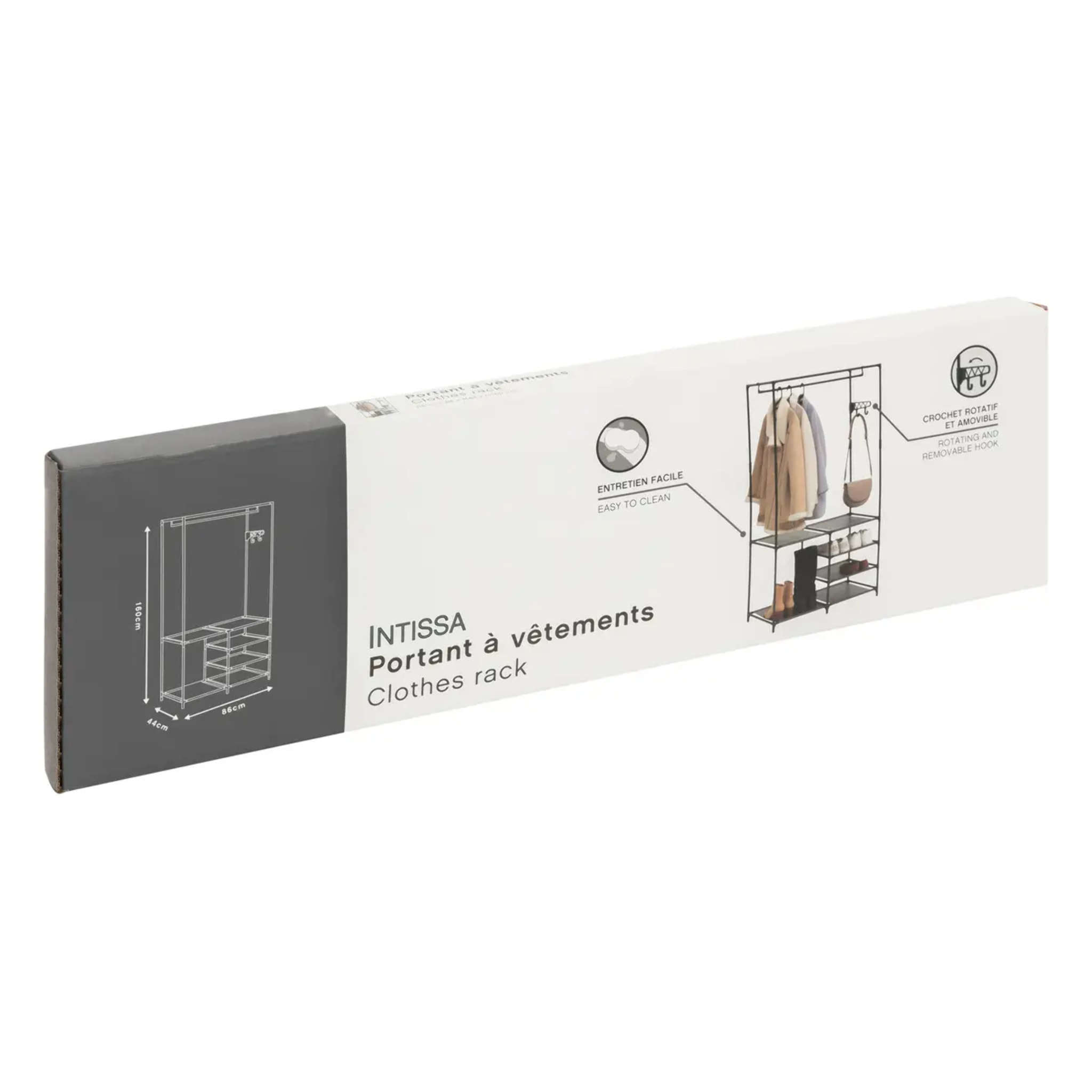 Portant à vêtements "Intissa" 4 niveaux en métal noir H160cm