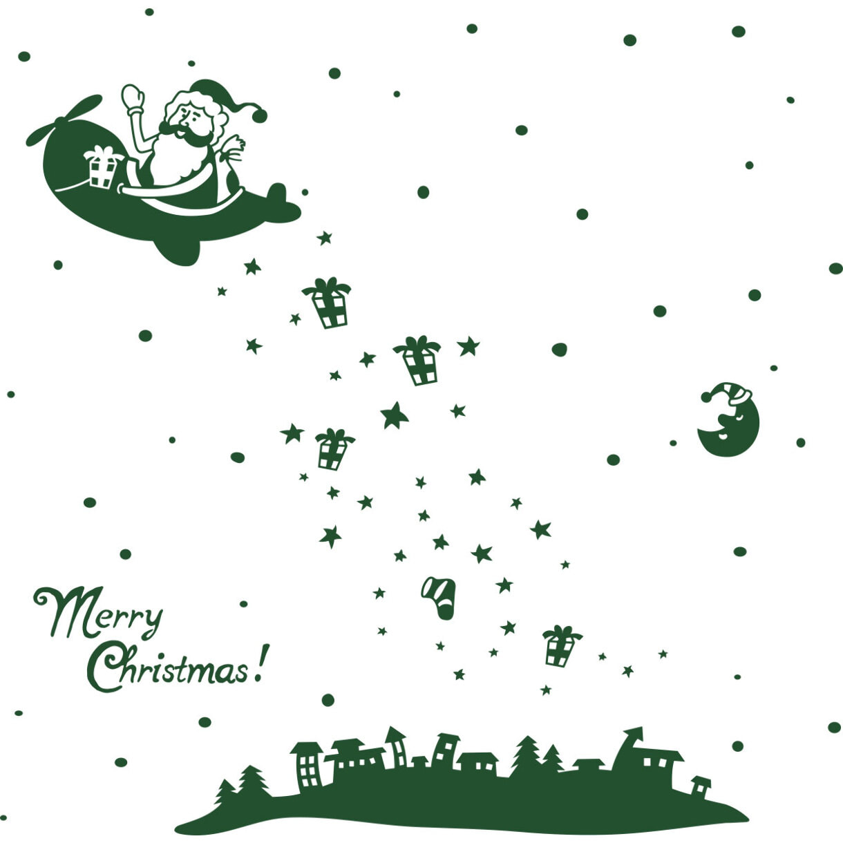 Sticker Ambiance merry christmas - vert - Autocollants adhésifs noël - décoration fêtes