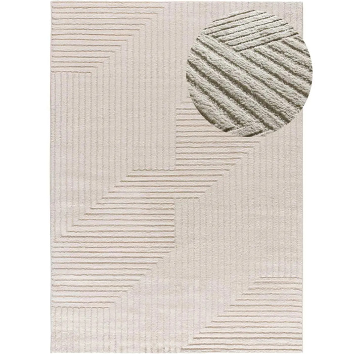 VERONA Alfombra geométrica con relieve en color crema, varias medidas disponibles.