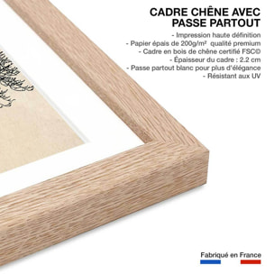 Affiche dessin ""arbre et sérénité"" Affiche + cadre en bois - Chêne