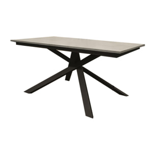 Tavolo VOLPAIA in legno, finitura grigio cemento e metallo verniciato antracite, allungabile 160x90 cm - 210x90 cm