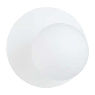 Lampada a parete Oslo in acciaio bianco con diffusore opalino